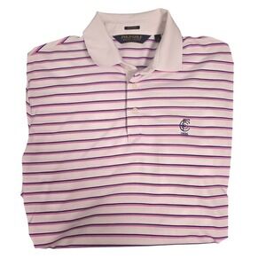 Ralph Lauren Polo Golf Mens L Shirt Performance Casual Preppy Work Pima Striped